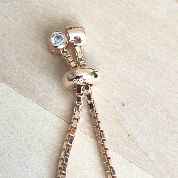 Sterling Silver Gold-tone CZ Adjustable Bracelet - Picture 3 of 4